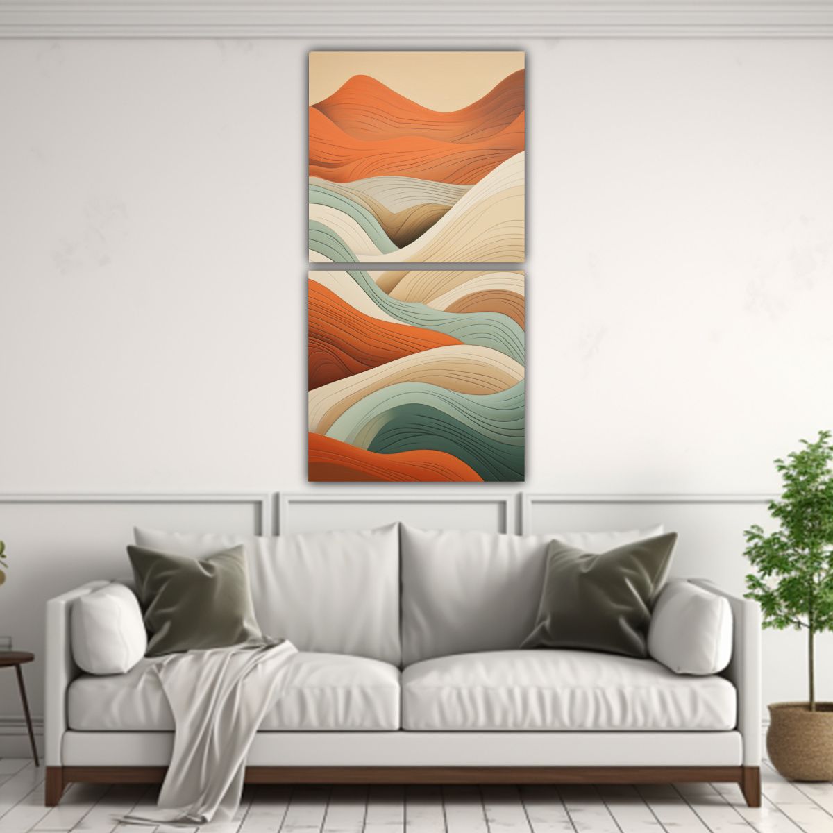 GENERICO - Juego De 2 Telas En Bastidor Abstracto 20x40 Cm