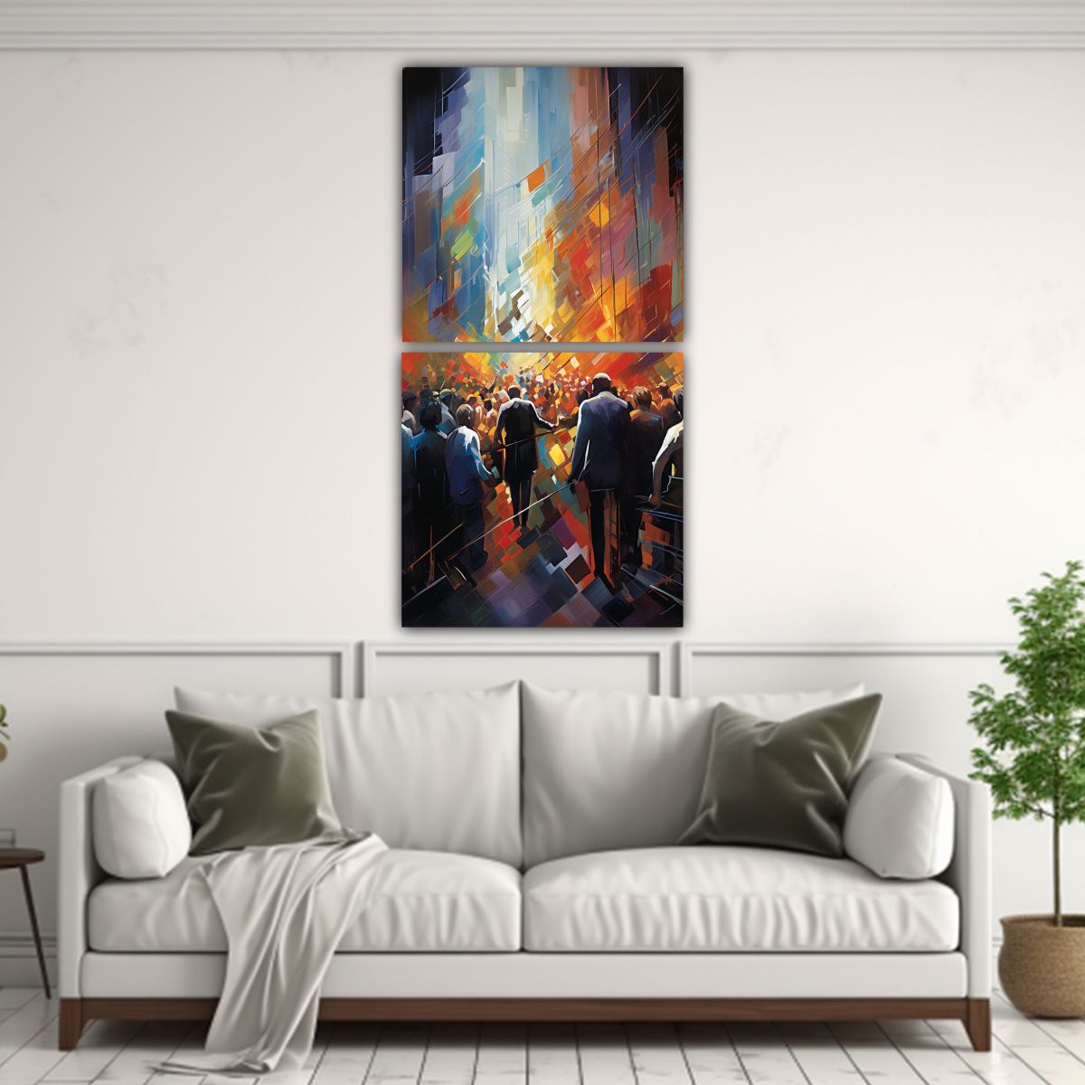 GENERICO - Dos Pinturas Abstractas En Bastidor Mercado De 30x60 Cm