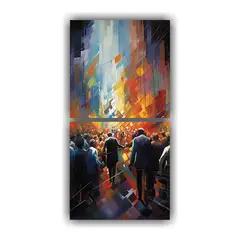 GENERICO - Dos Pinturas Abstractas En Bastidor Mercado De 20x40 Cm