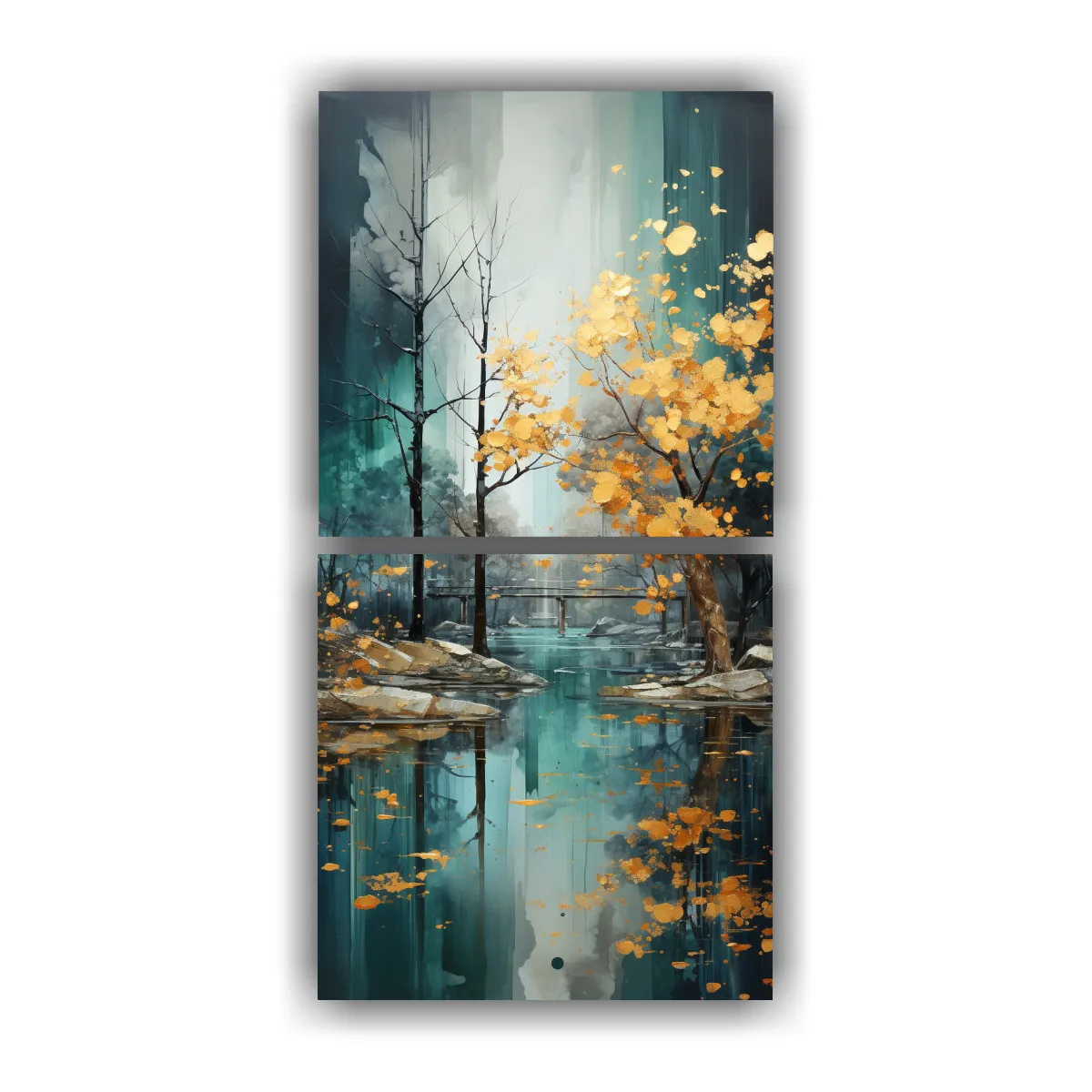 GENERICO - Arte De Pared Impreso Elegancia árbol En Plata Y 30x60 Cm