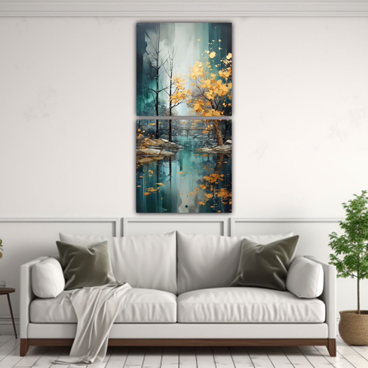 GENERICO - Arte De Pared Impreso Elegancia árbol En Plata Y 30x60 Cm