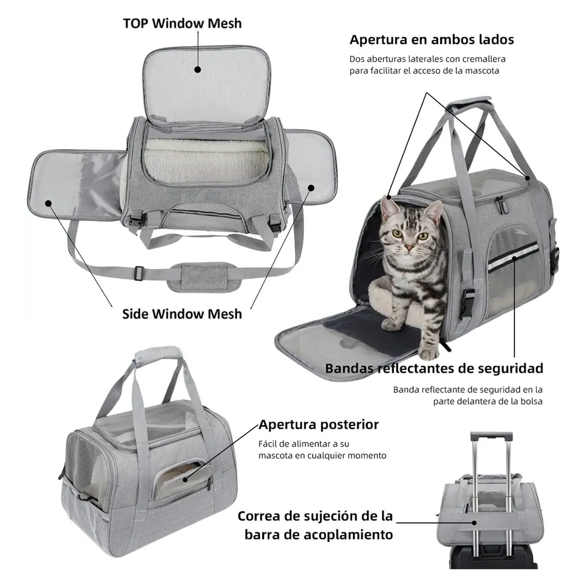EVERSO - Bolso Transportador Para Mascota Gato Perros Multifuncional