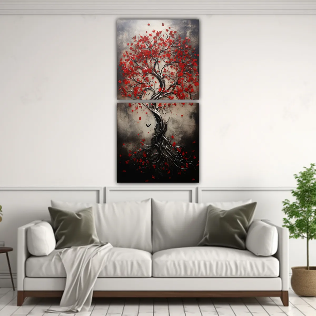 GENERICO - Pinturas Decorativas De árbol En Rojo Y 20x40 Cm