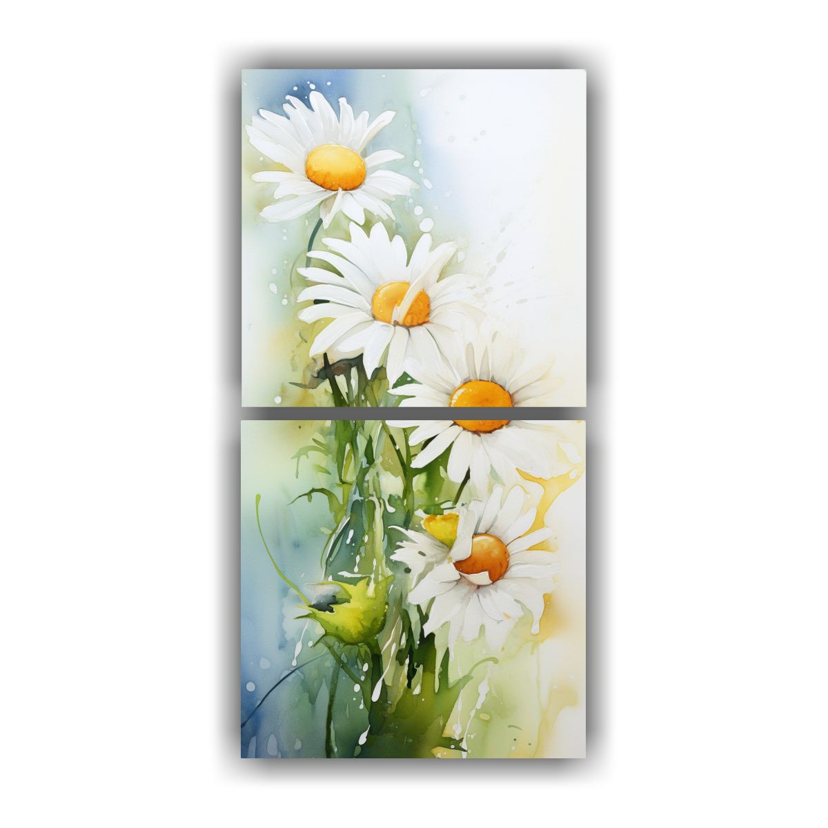GENERICO - Conjunto 2 Lienzos De Tela Flores Margaritas 30x60 Cm