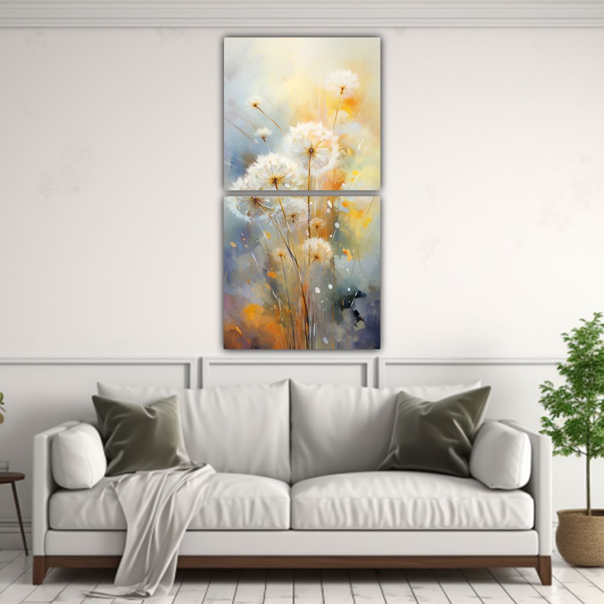 GENERICO - Pinturas Abstractas En Colores Blanco Y Dorado 30x60 Cm