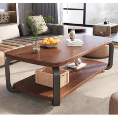 GENERICO - Mesa de Centro Rectangular 120x60x43 cm Nogal con Patas Metálicas