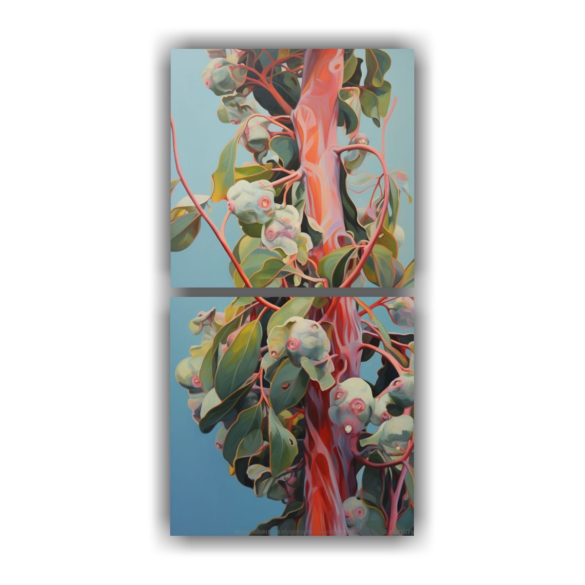 GENERICO - Pintura Abstracta De árbol De Eucalipto En 20x40 Cm