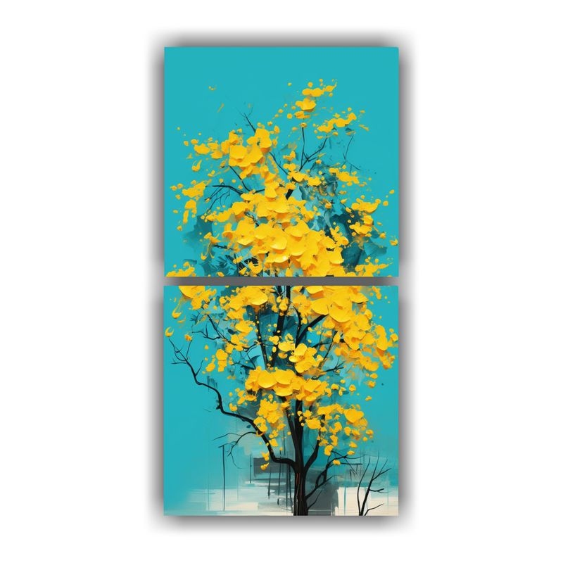 GENERICO - Cuadro Representando árbol De Acacia En Colores 40x80 Cm