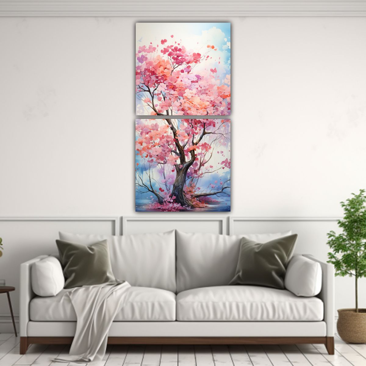 GENERICO - Pintura Abstracta De árbol En Colores Pasteles 60x120 Cm