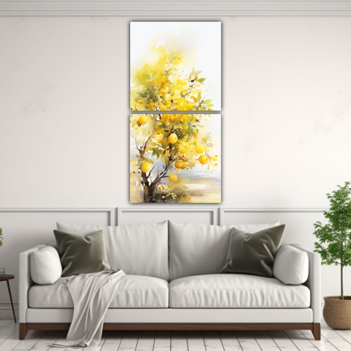 GENERICO - Cuadros Modernos Frutales En Amarillo Pintura 50x100 Cm