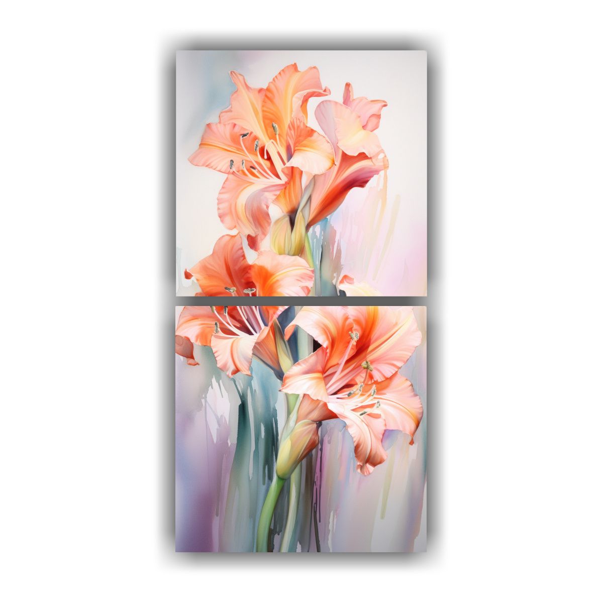 GENERICO - Pinturas Abstractas De Colores Naranja Y Rosa 40x80 Cm