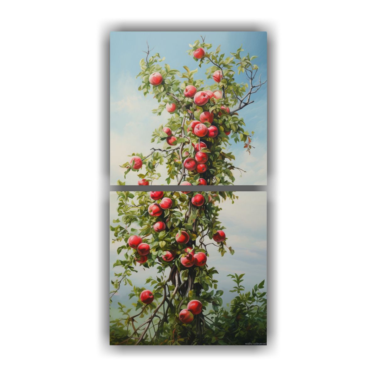 GENERICO - Pintura Acuarela Díptico Gama De Colores Árbol 20x40 Cm