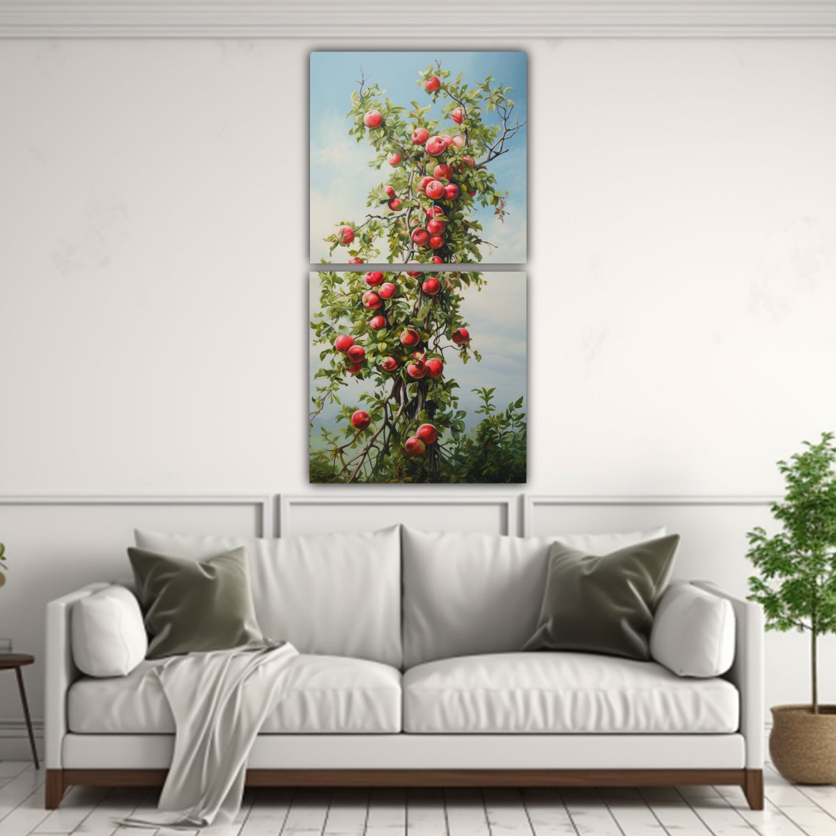 GENERICO - Pintura Acuarela Díptico Gama De Colores Árbol 20x40 Cm