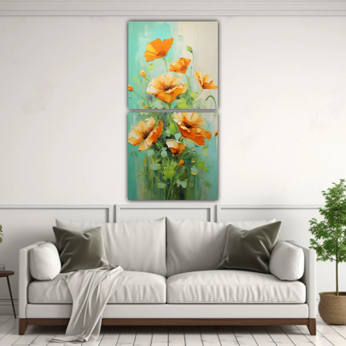 GENERICO - Cuadros Dibujo Intenso A Green AND Orange Colors 60x120 Cm