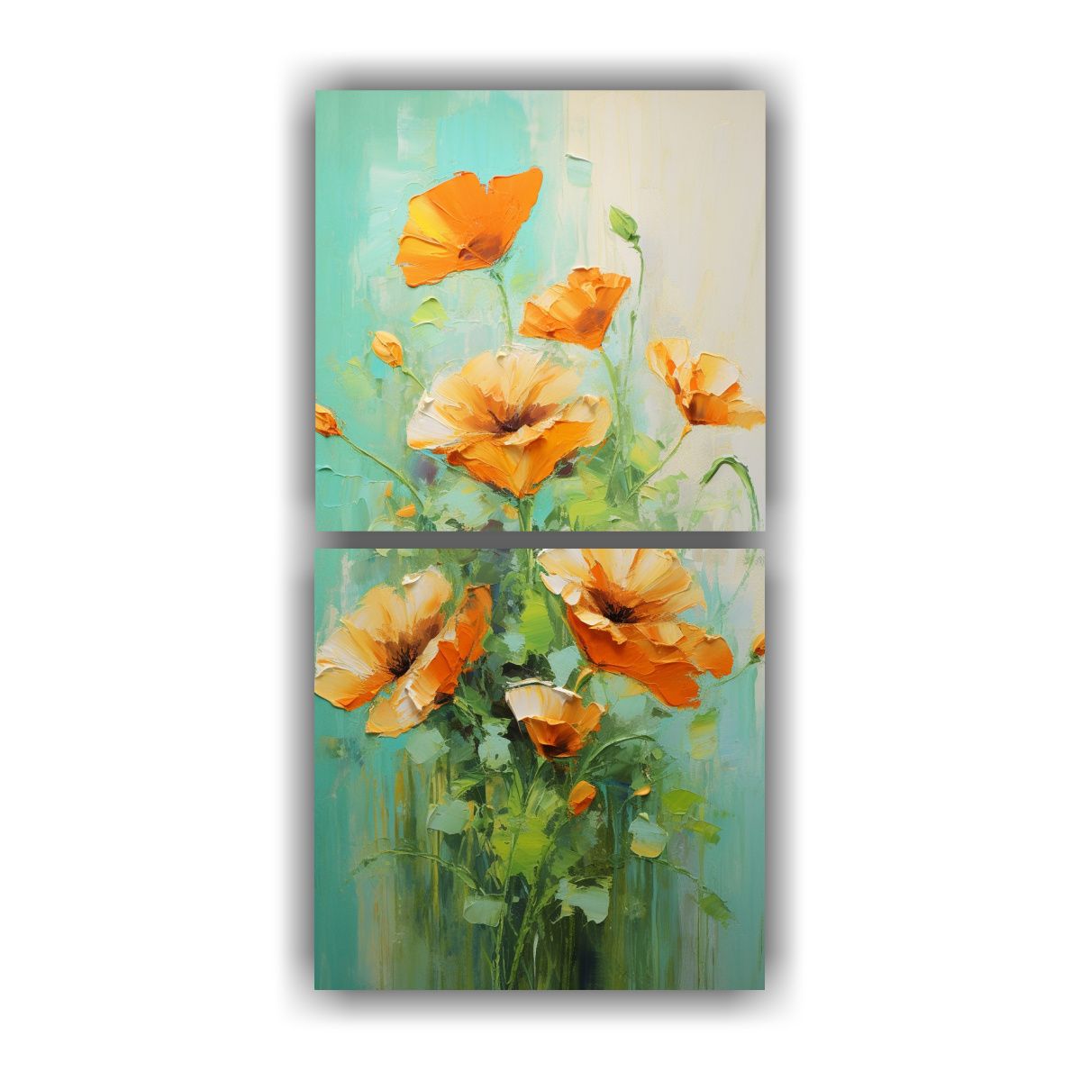 GENERICO - Cuadros Dibujo Intenso A Green AND Orange Colors 20x40 Cm