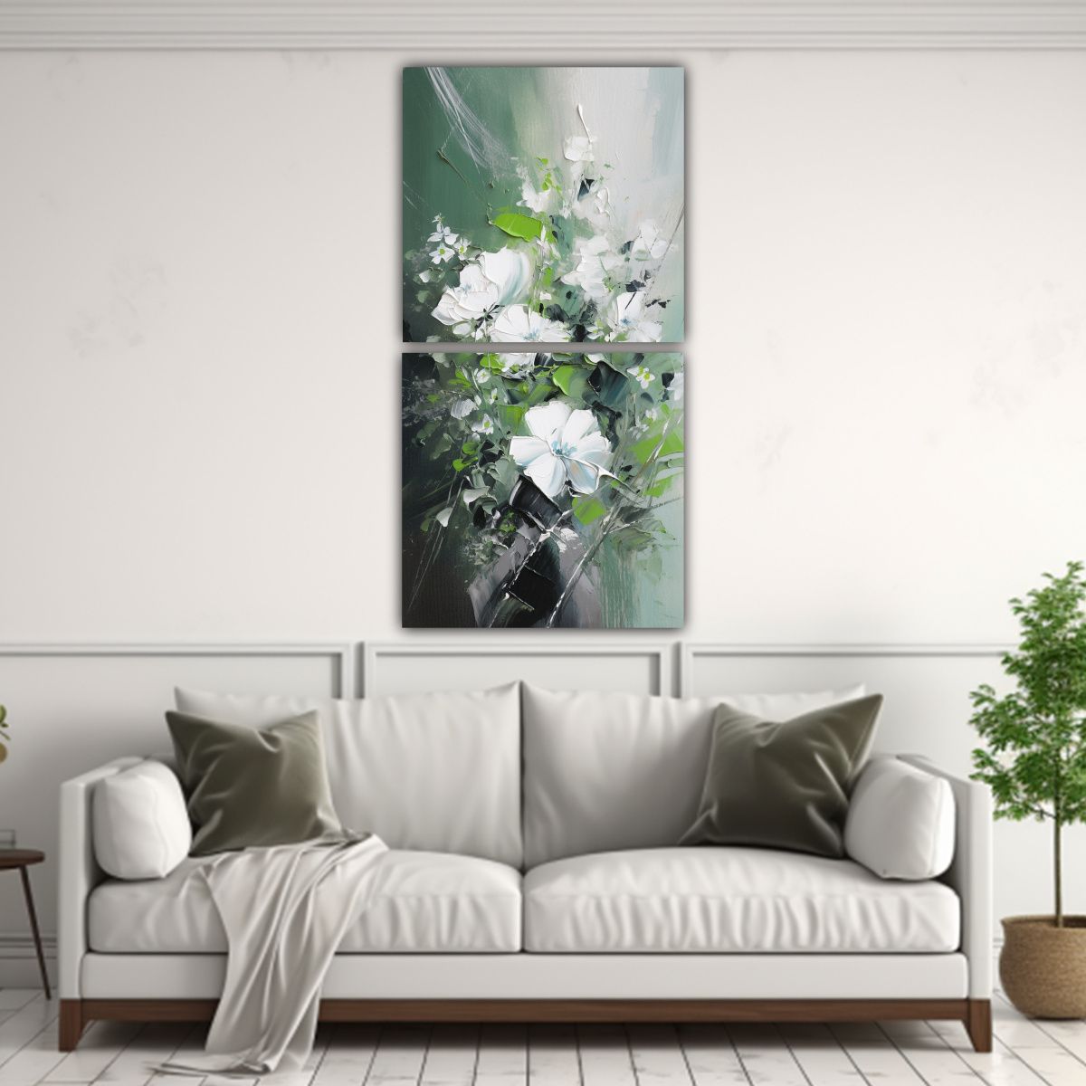 GENERICO - Pintura Dos Lienzos Vertical Expresividad En 30x60 Cm