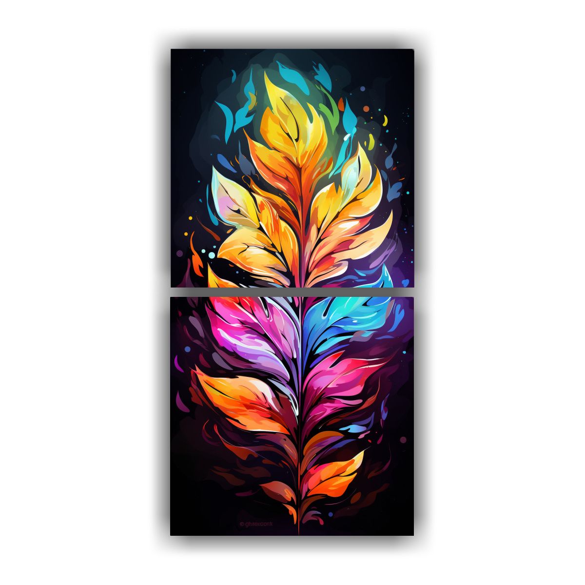 GENERICO - Cuadros Impresos De Hojas De Acebo En Colores Del 50x100 Cm