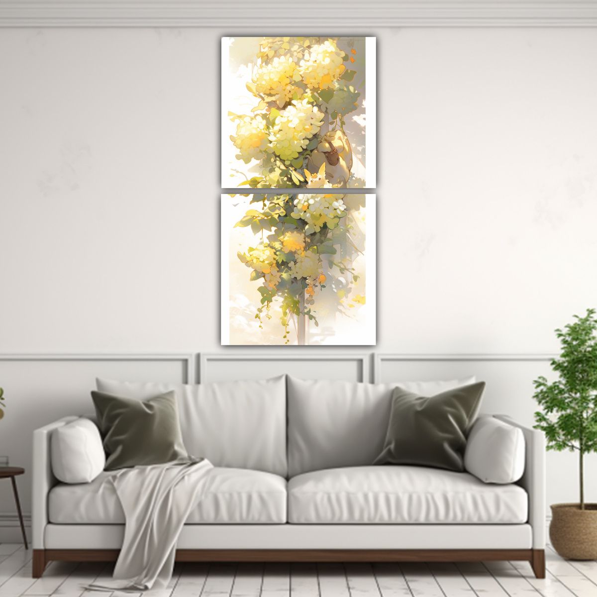 GENERICO - Cuadro Abstracto De Flores De Tilos En Estilo 40x80 Cm