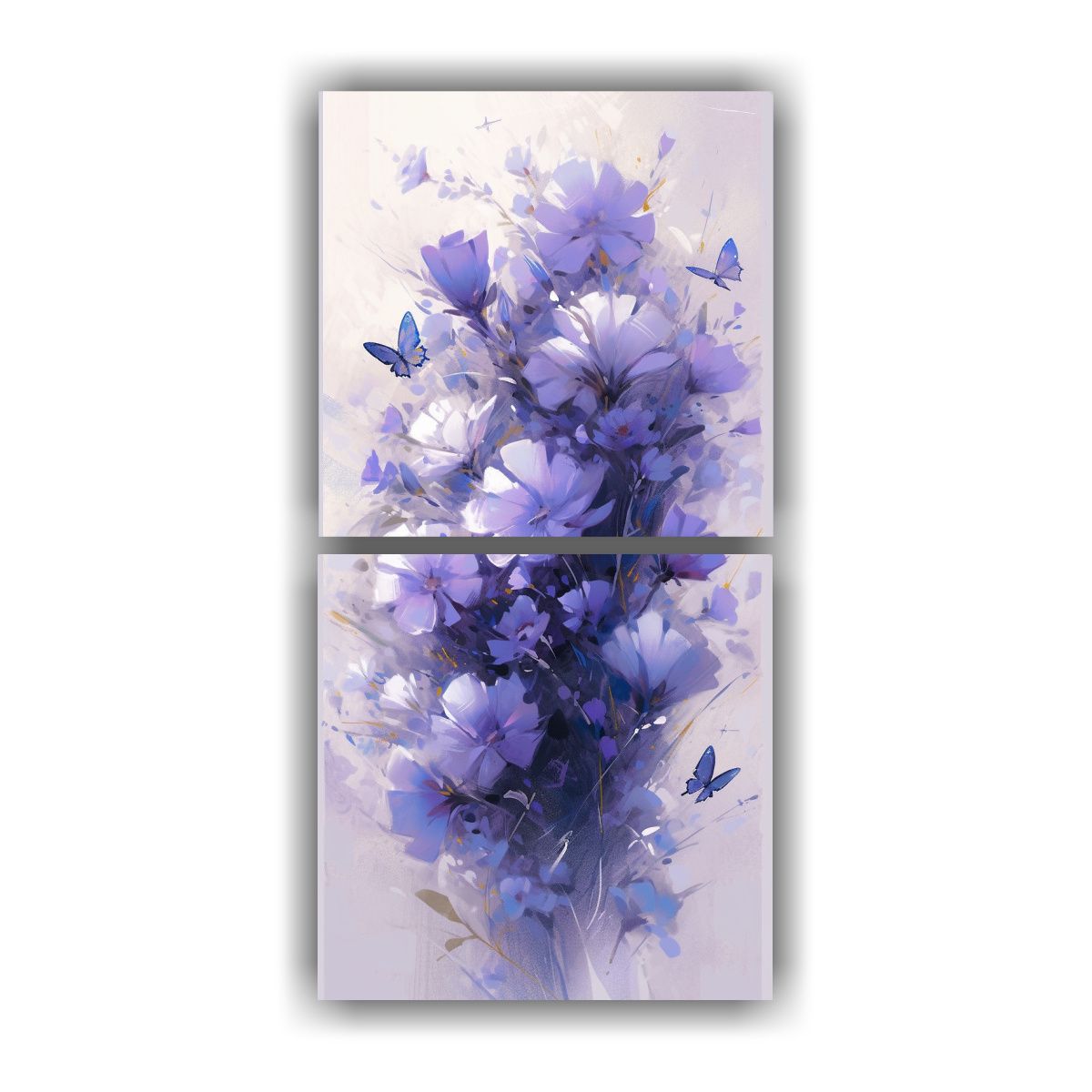 GENERICO - Cuadro Hermoso Reflejo Morado Y Plata De Flores 60x120 Cm