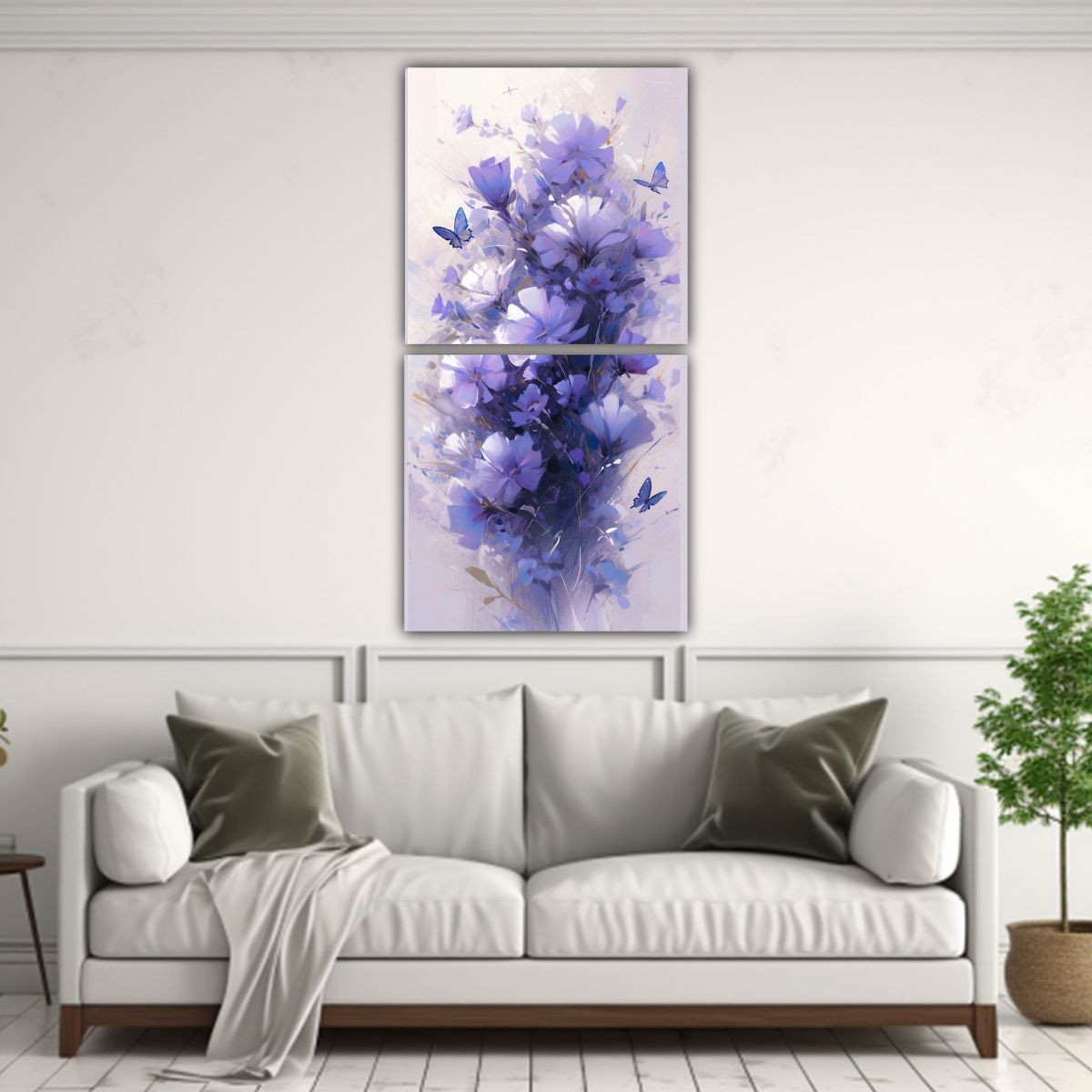GENERICO - Cuadro Hermoso Reflejo Morado Y Plata De Flores 60x120 Cm
