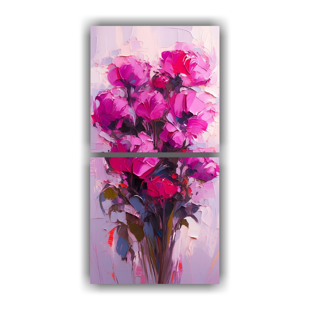 GENERICO - Dos Lienzos Modernos Estrellados A Magenta Para 50x100 Cm