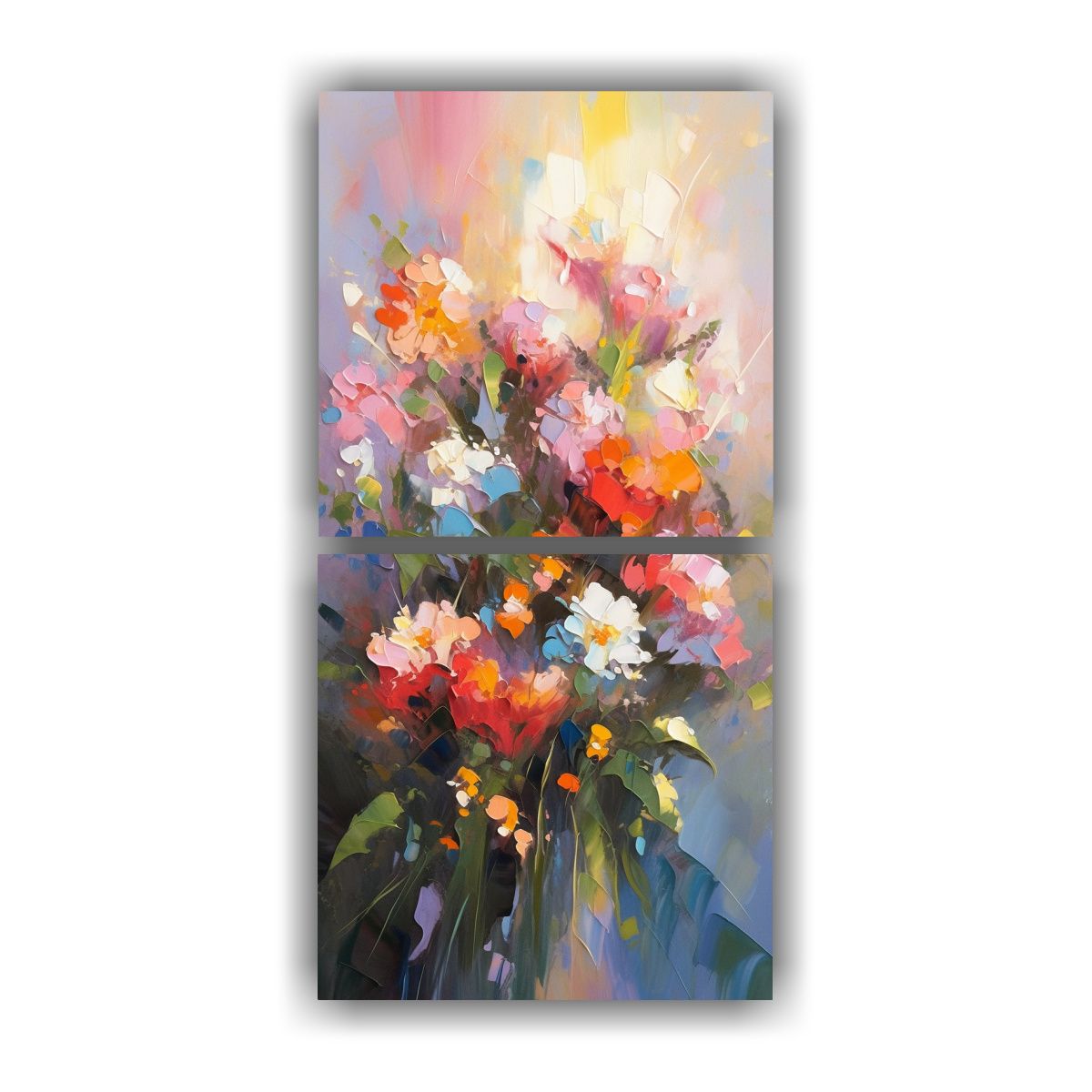 GENERICO - Lienzo Decorativo Flores Arcoíris Estilo Rain 40x80 Cm