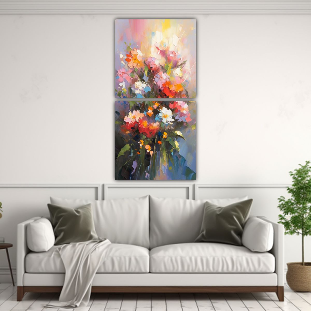 GENERICO - Lienzo Decorativo Flores Arcoíris Estilo Rain 20x40 Cm