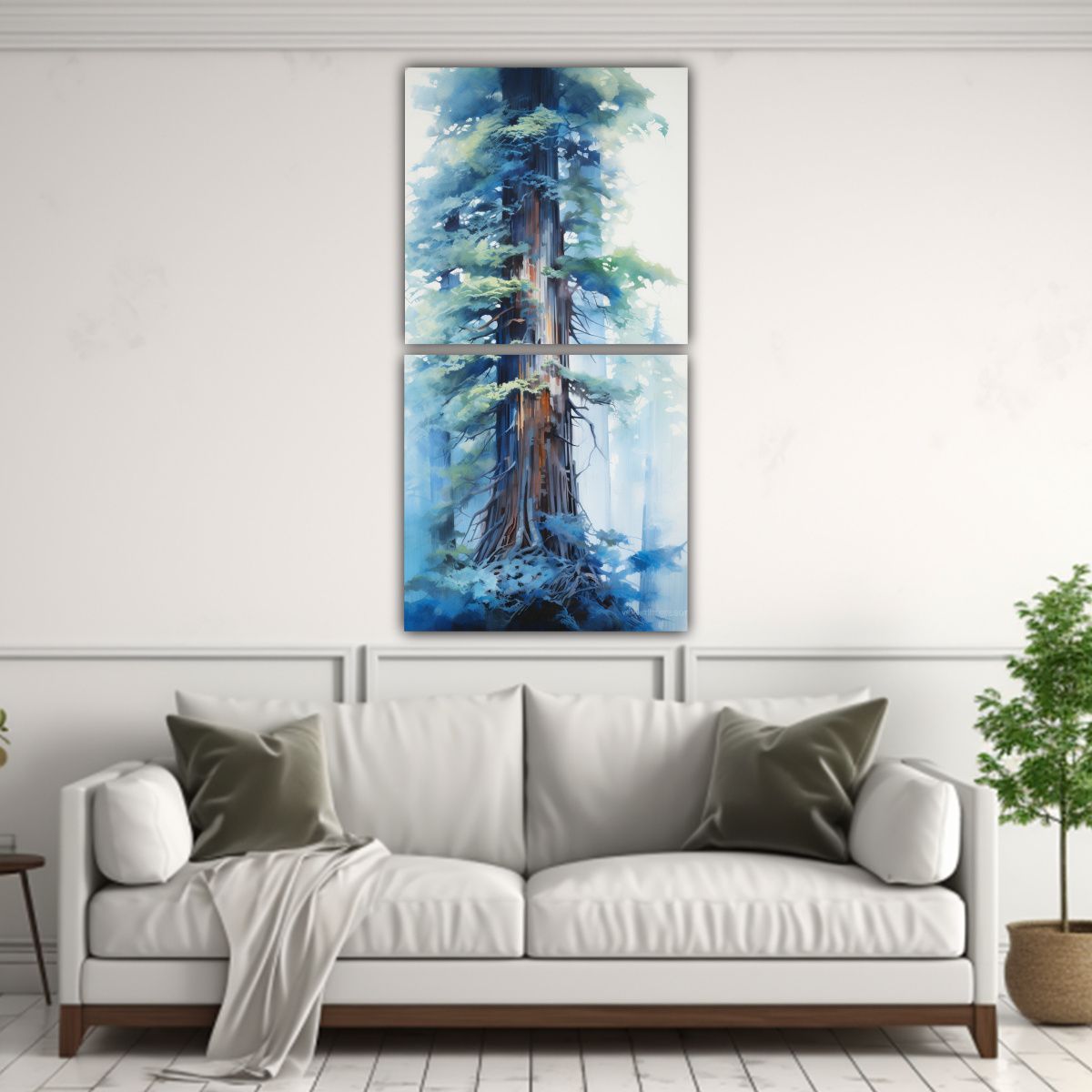 GENERICO - Pintura Abstracta Acuarela árbol Secuoya Colores 30x60 Cm