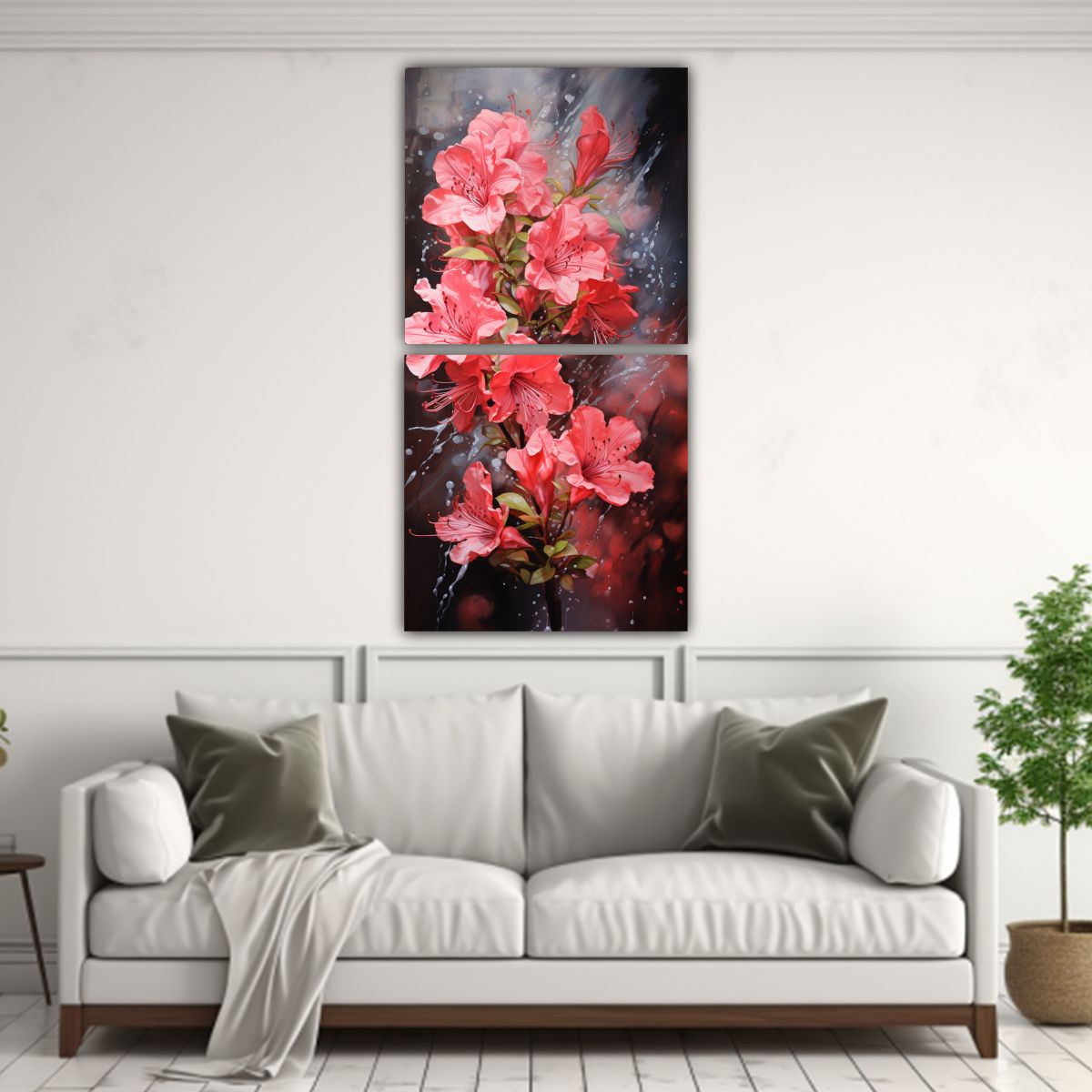 GENERICO - Set De 2 Artes Imagen Adorno A Rhododendrons 40x80 Cm
