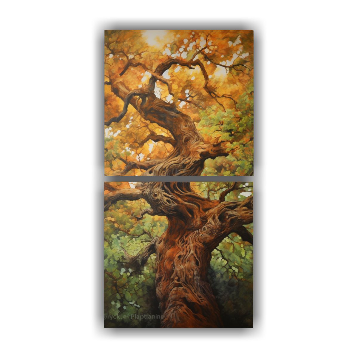 GENERICO - Pintura Abstracta De Roble Con Efecto Visual En 50x100 Cm