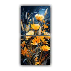 GENERICO - Dos Lienzos De Tela Abstracto Negro Y Amarillo 50x100 Cm