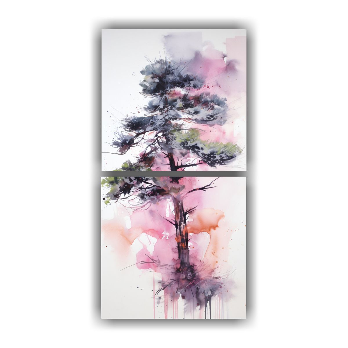 GENERICO - Pintura Abstracta De Colores Negro Y Rosa De Un 20x40 Cm