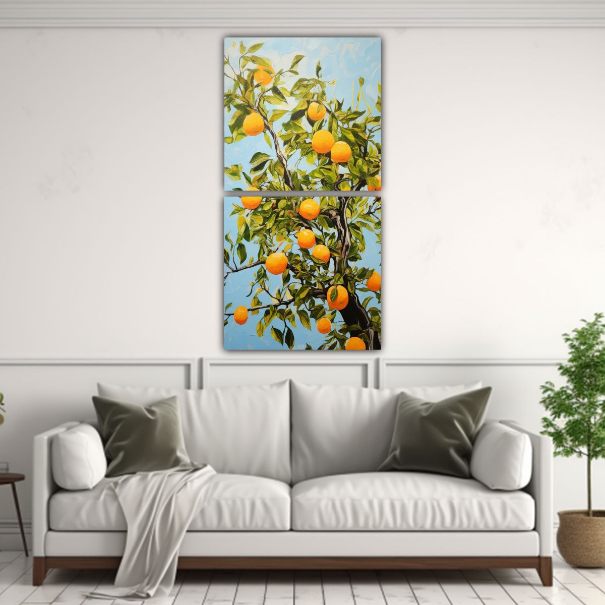 GENERICO - Pintura Abstracta árbol Naranja Estilo óleo 50x100 Cm