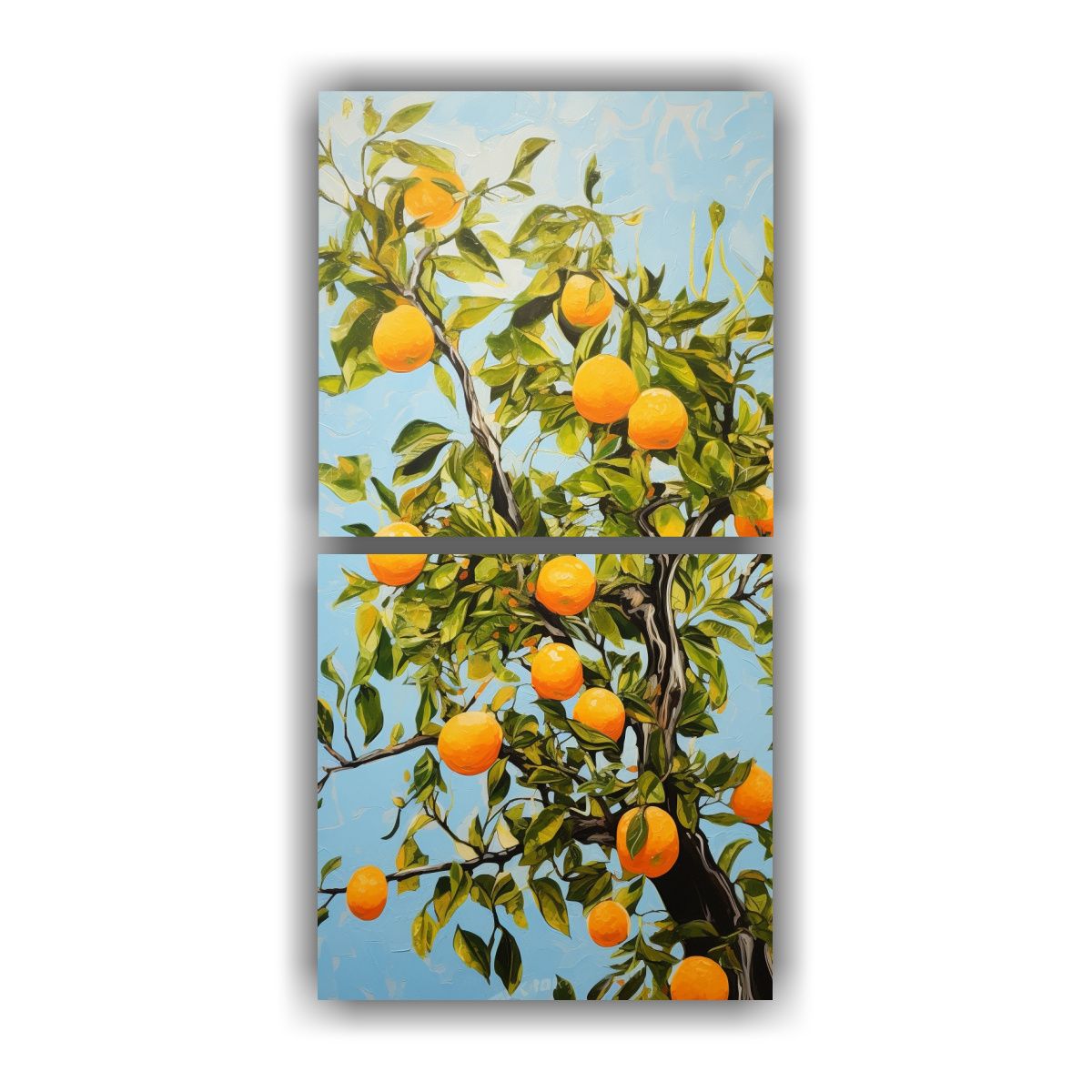 GENERICO - Pintura Abstracta árbol Naranja Estilo óleo 40x80 Cm