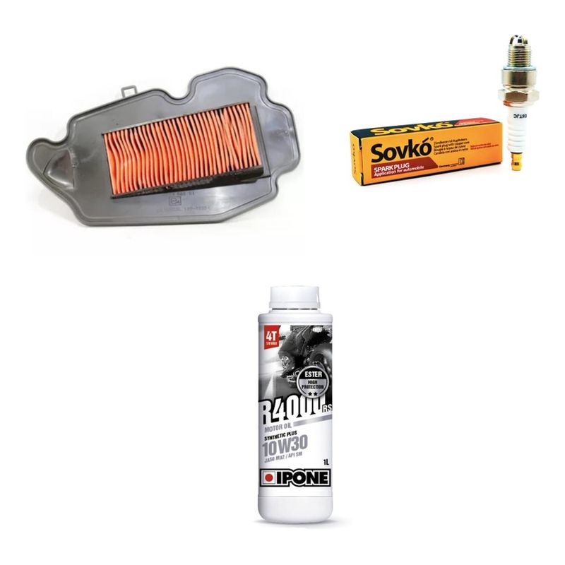 IPONE - Kit Mantencion Honda Dio 110  Aire + Bujia + Aceite Ipone