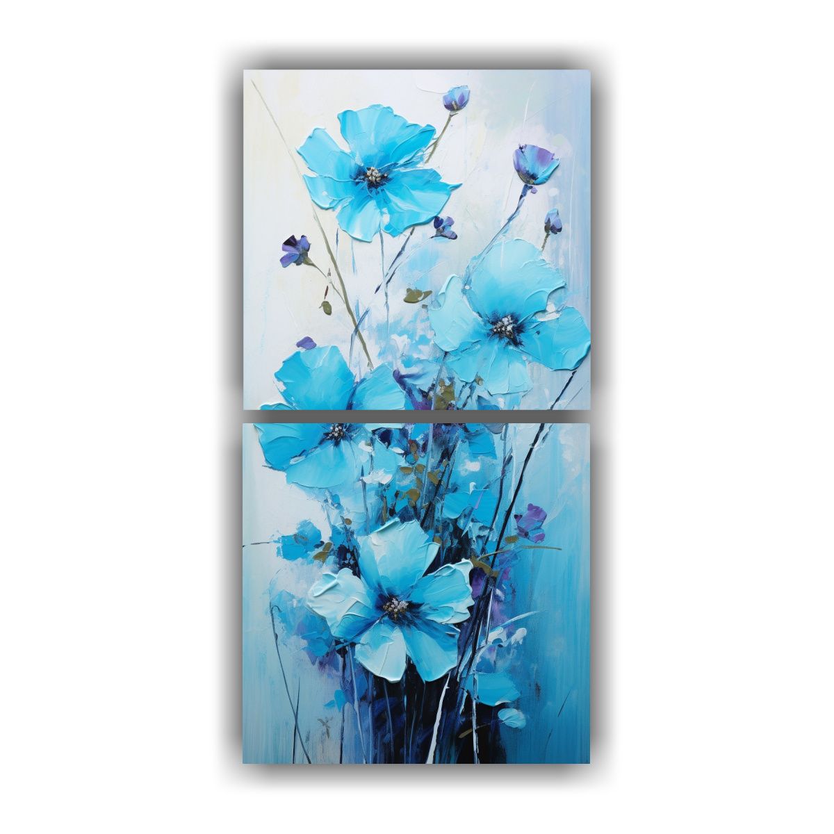 GENERICO - Dos Composiciones Abstractas En Colores Turquesa 40x80 Cm