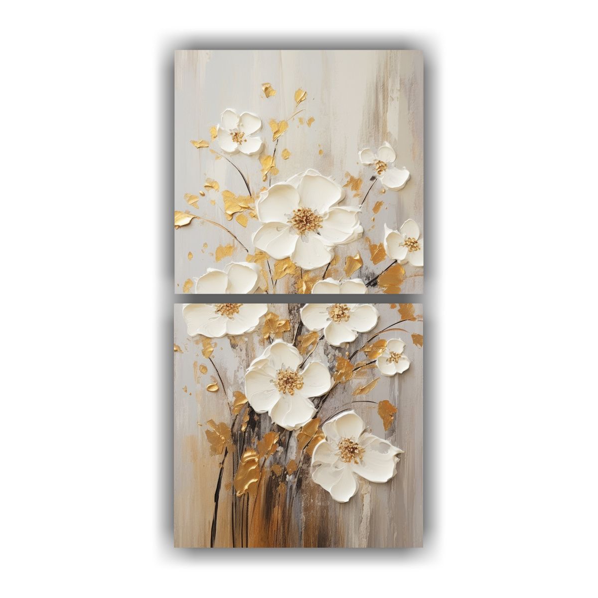 GENERICO - Pintura En Lienzo Moderna A White AND Gold Colors 30x60 Cm