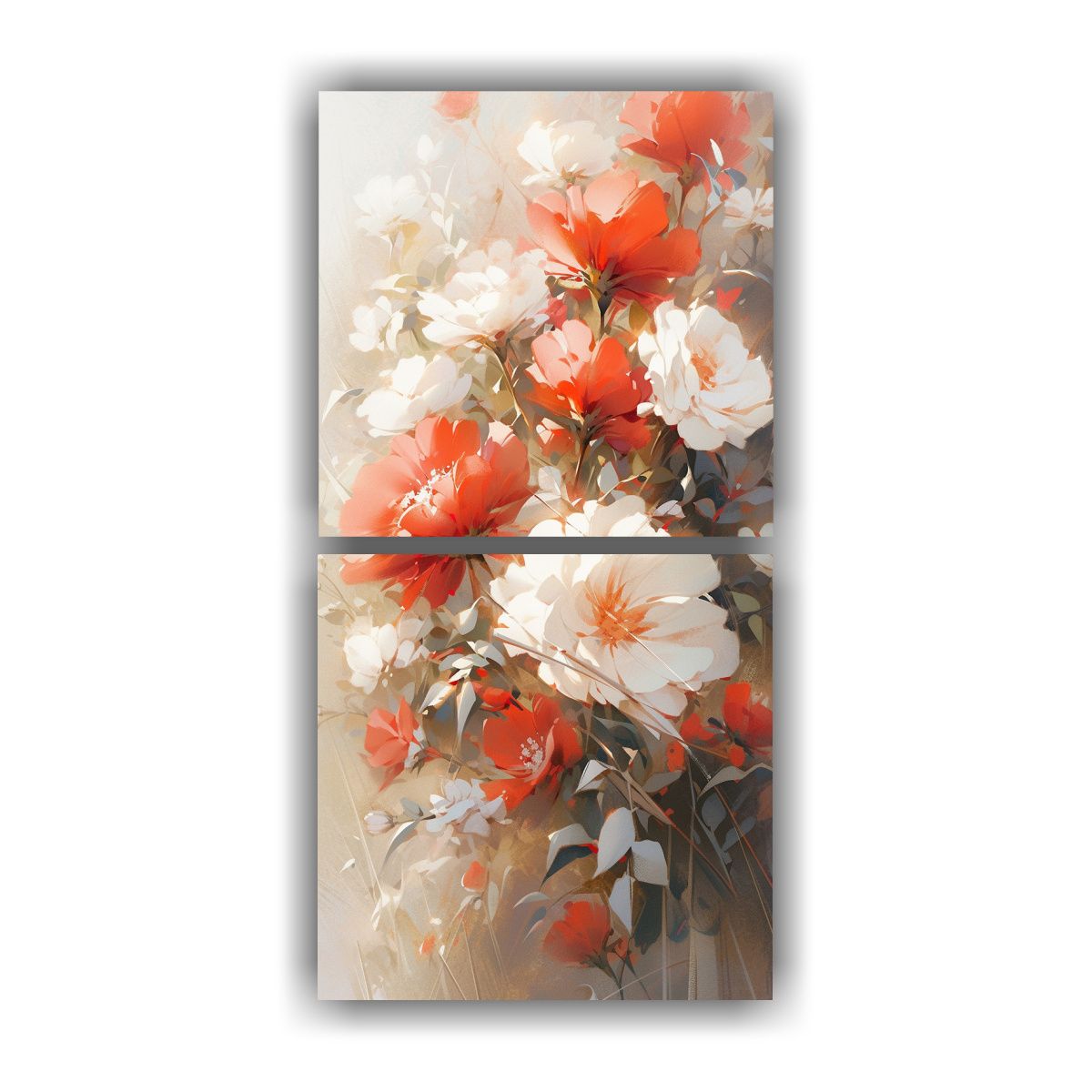 GENERICO - Conjunto De Cuadros Brillantes A White AND Red 20x40 Cm