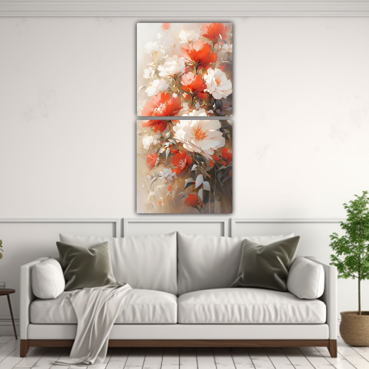GENERICO - Conjunto De Cuadros Brillantes A White AND Red 20x40 Cm