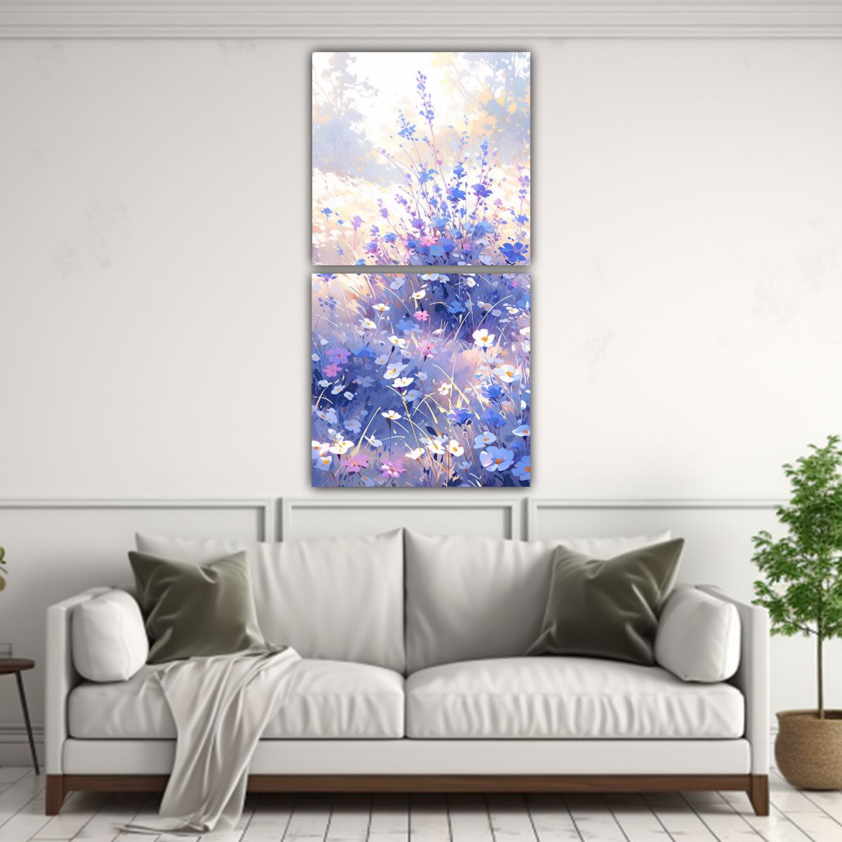 GENERICO - Pintura En Lienzo De Flores En Colores Púrpura Y 20x40 Cm