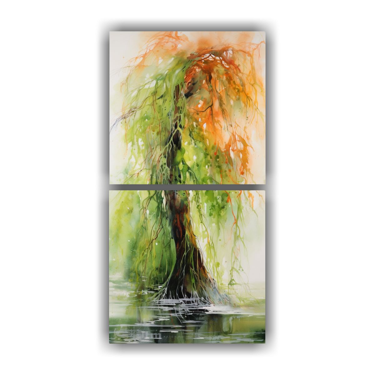 GENERICO - Cuadro Abstracto Hermoso En Colores Verde Y 40x80 Cm