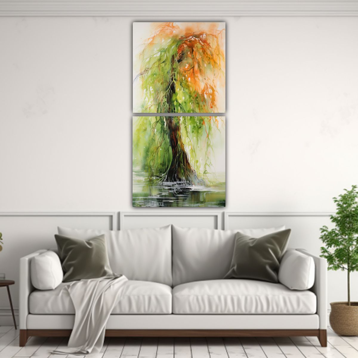 GENERICO - Cuadro Abstracto Hermoso En Colores Verde Y 40x80 Cm