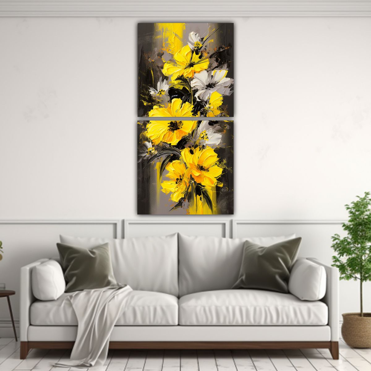 GENERICO - Pintura Floral En Lienzo En Estilo Galería 60x120 Cm