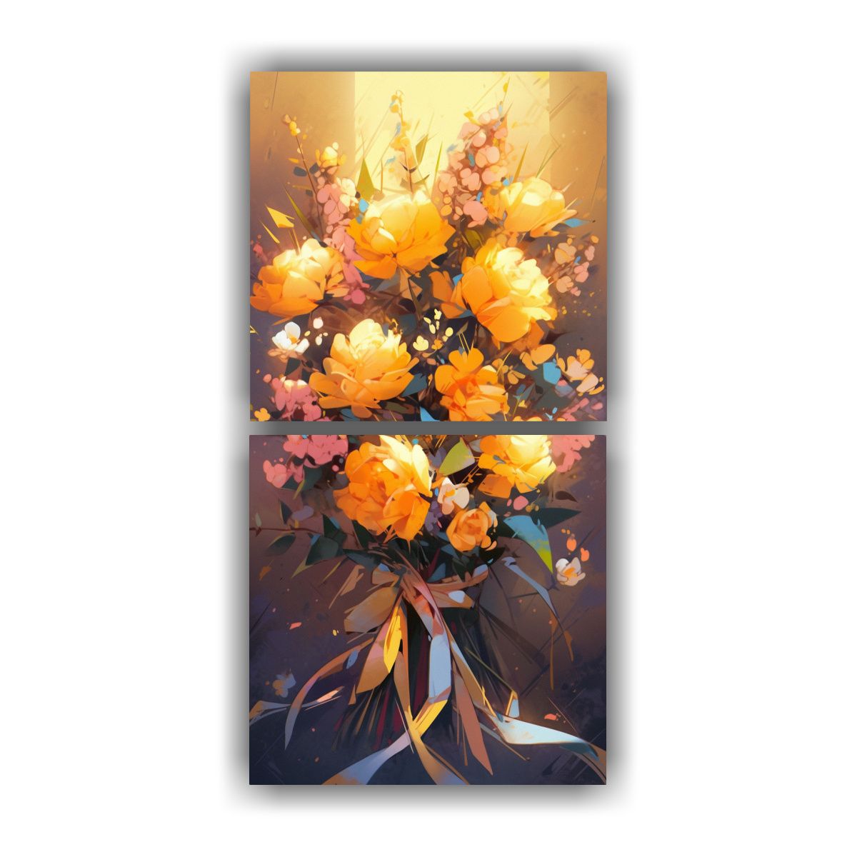 GENERICO - Flores Amarillas Y Magenta Pintura Alegre En 20x40 Cm