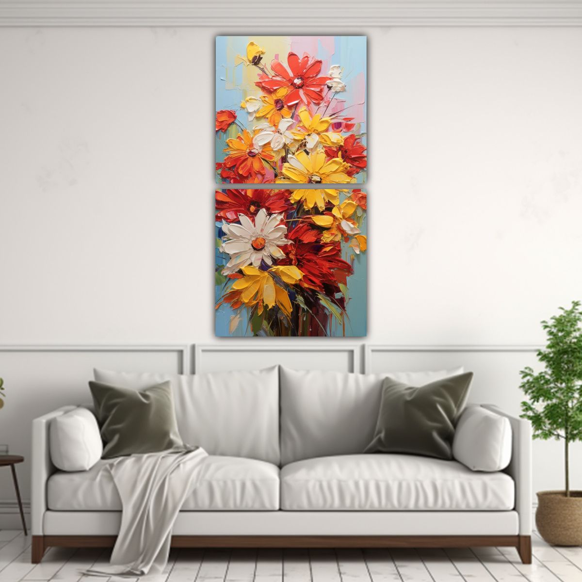 GENERICO - Cuadros Composición Alegría Flores Amarillas Y 40x80 Cm