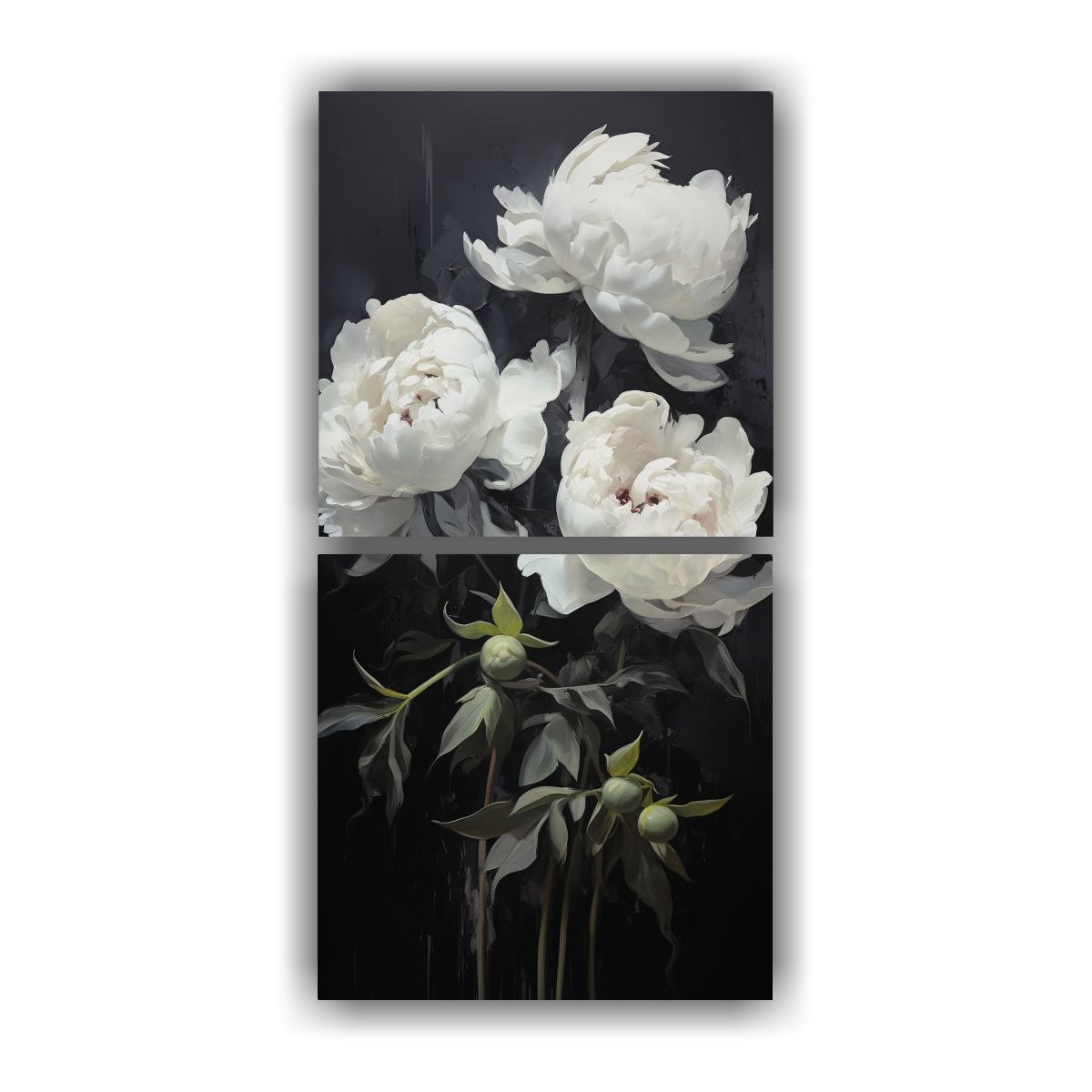 GENERICO - Cuadros Patron Intenso época Peonías Negras 50x100 Cm
