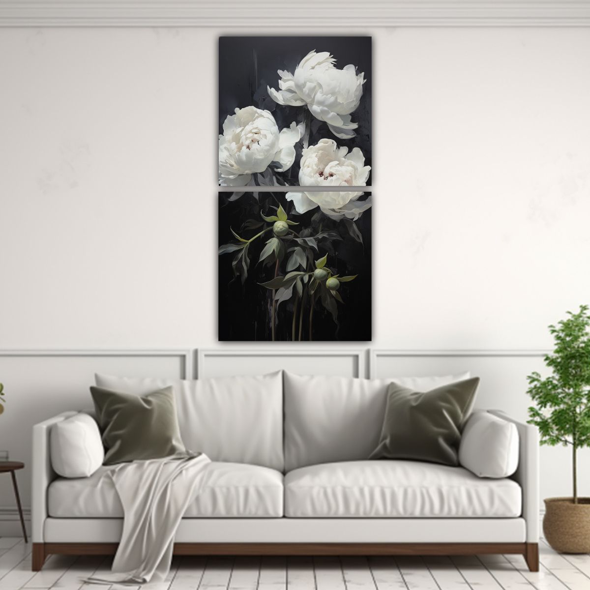GENERICO - Cuadros Patron Intenso época Peonías Negras 50x100 Cm