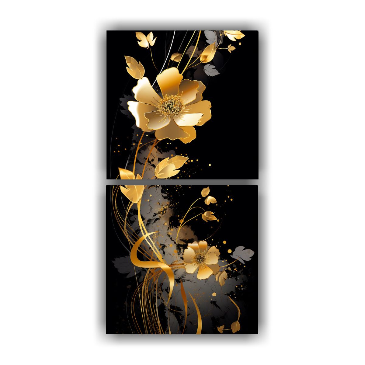 GENERICO - Díptico Acuarela Inspiración Colores Oro Y 50x100 Cm