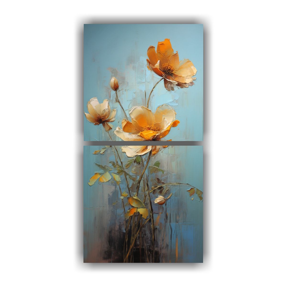 GENERICO - Pintura Abstracta De Flores En Lienzo Estilo 20x40 Cm