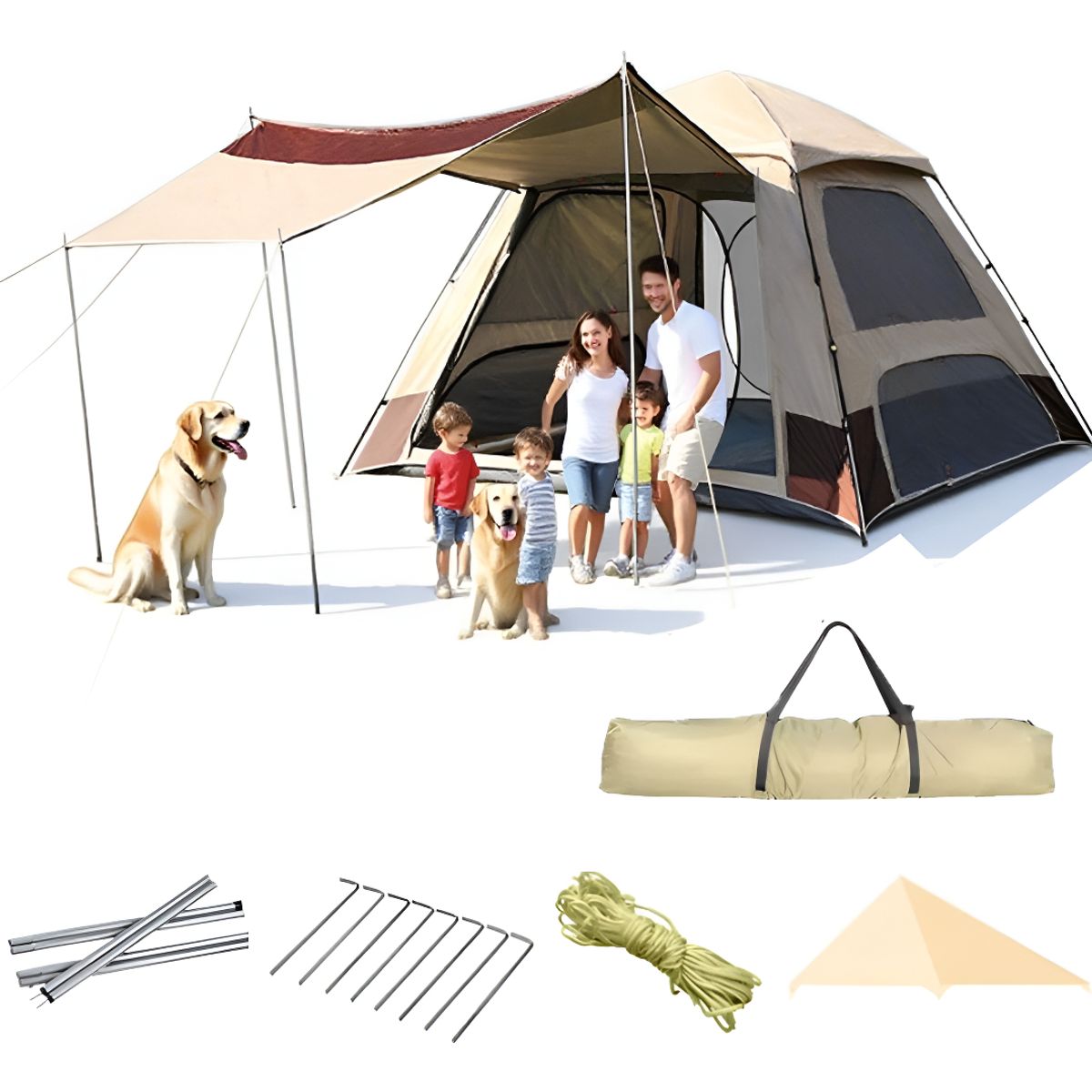 EVERSO - Carpa Instant Camping 8-10 Personas Con 2puertas Y 2ventanas